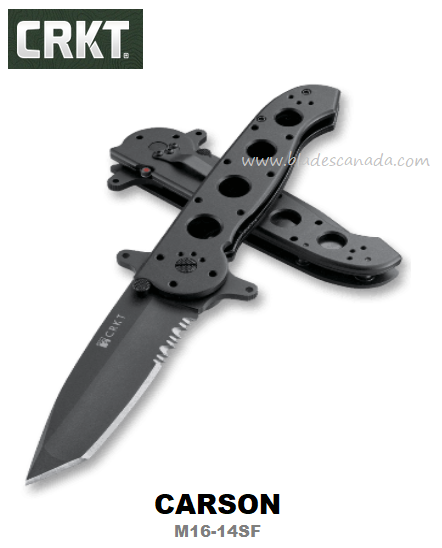 CRKT Carson Flipper Folding Knife, AUS 8 Tanto, Aluminum Black, M16-14SF - Click Image to Close